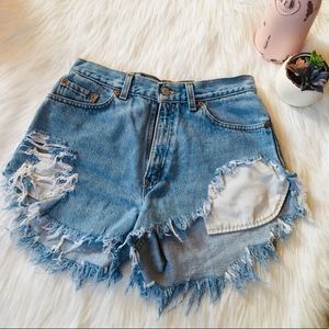 Levi’s High Waisted Cut Off Denim Shorts